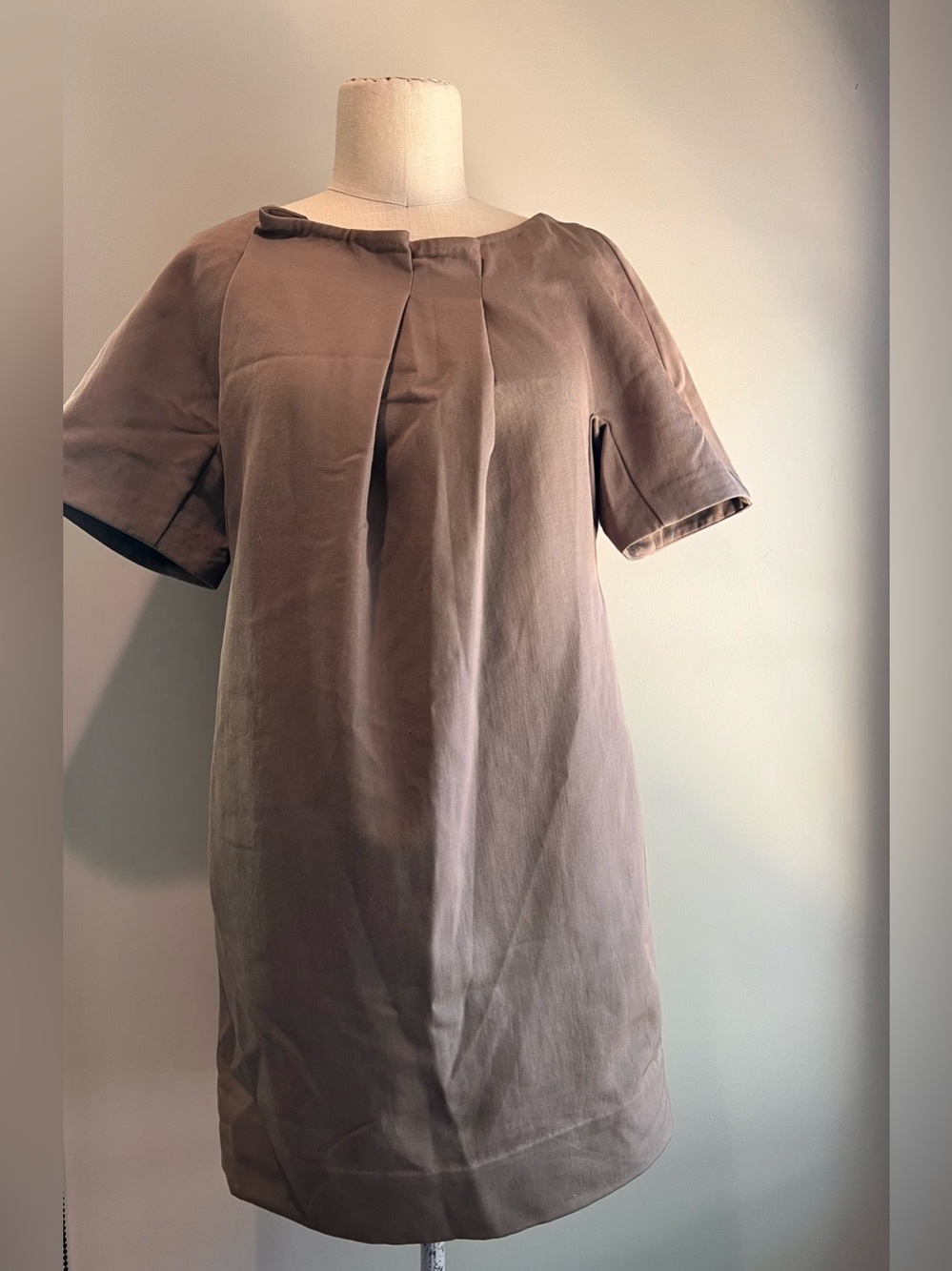 Phillip Lim 3.1 tan short sleeve pleated shift dress vintage sz 2